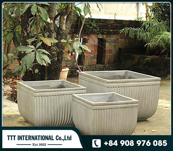 Luxury Square striped cement concrete planter